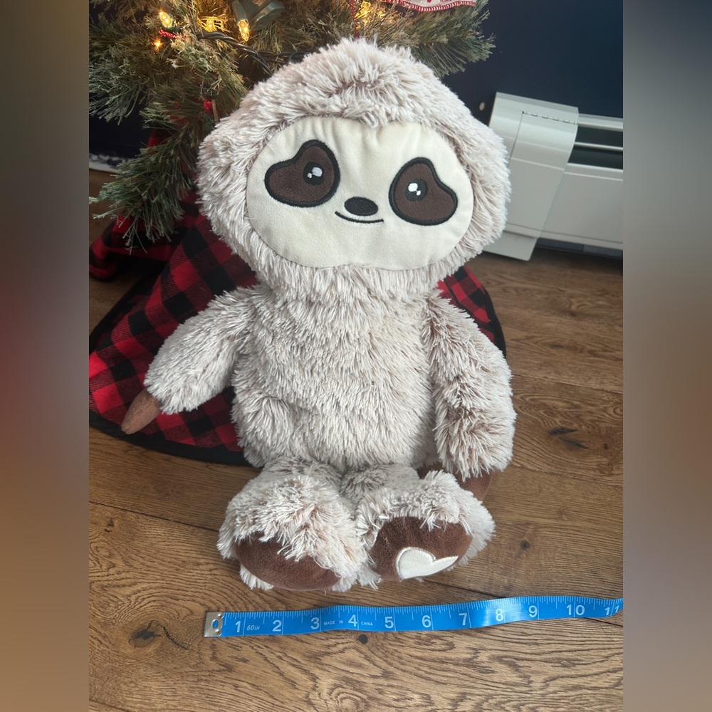 Marshalls Brown and Cream Stuffed Sloth plush toy w pocket for treasures, pouch.